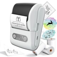 Beyaz Kablosuz Portatif Etiket Yazıcısı