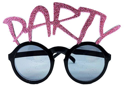 Party Yazılı Simli Pembe Renk Parti Gözlüğü