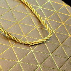 Gold Geometrik Desenli Mini Boy Karton Hediye Çantası