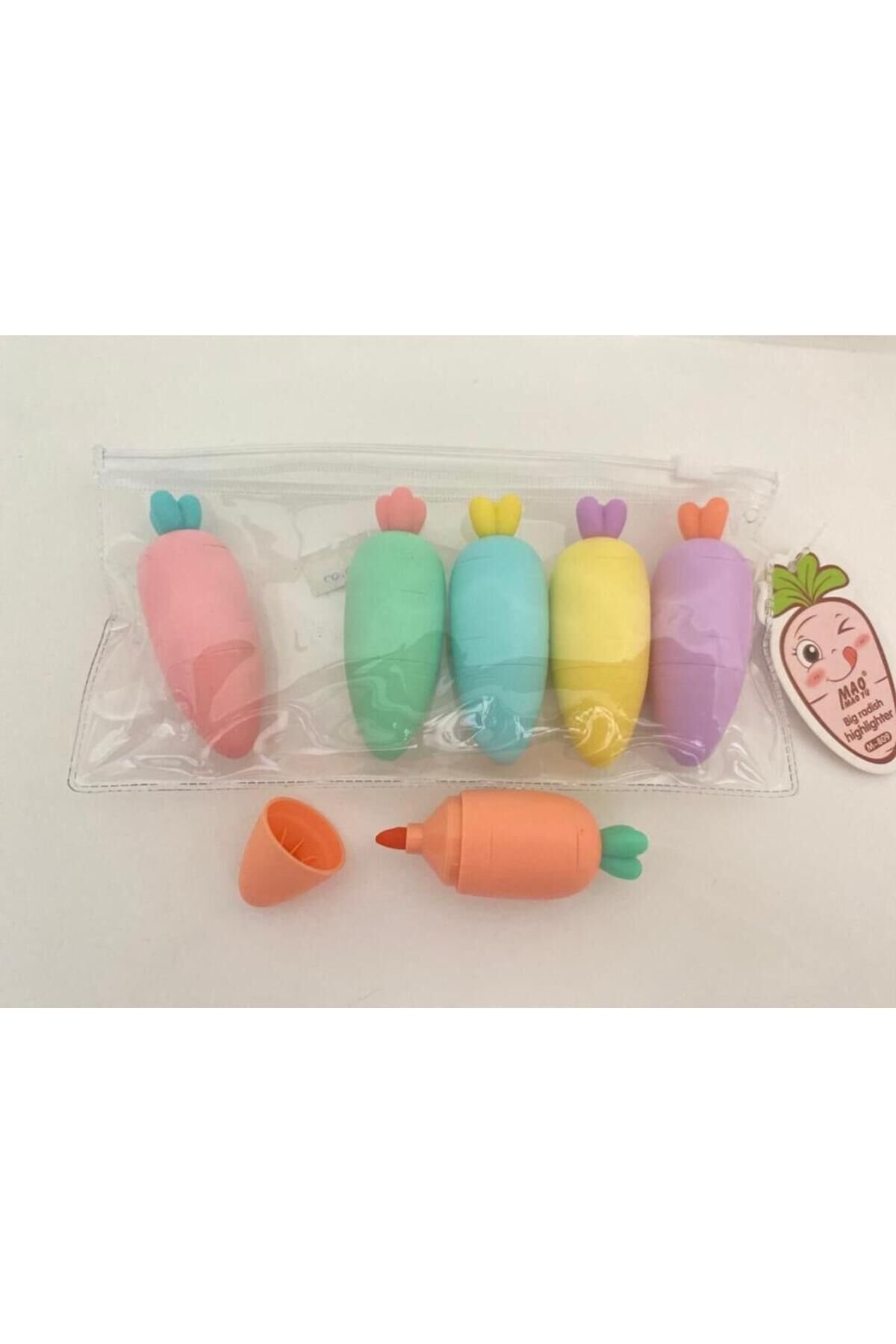 Havuç Tasarımlı Fosforlu Kalem Seti