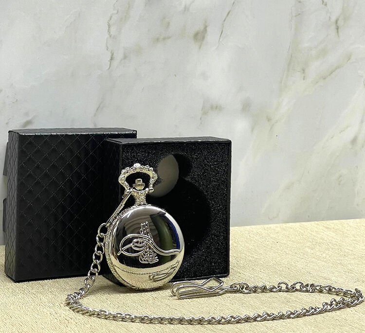 Özel Kutulu Osmanlı Tuğralı Gümüş Köstekli Saat