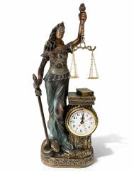 15x10 cm Polyester Saatli Adalet Figürü