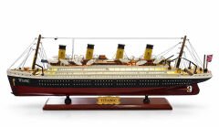 55x23 cm Özel Tasarım Işıklı Ahşap Titanik Gemi