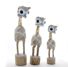 Ahşap 3'lü Emu Kuşu Seti