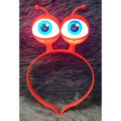 Led Işıklı & Pilli Uzaylı Göz Parti Tacı Kırmızı Renk