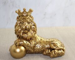 Polyester Dekoratif Taçlı Aslan Figürü
