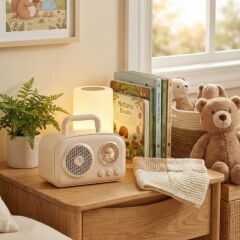 Sevimli Tasarımlı Taşınabilir Radyolu Bluetooth Hoparlör Bej