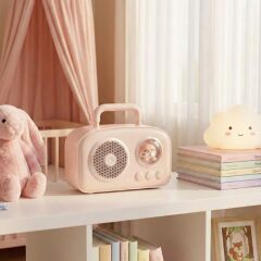 Sevimli Tasarımlı Taşınabilir Radyolu Bluetooth Hoparlör Pembe