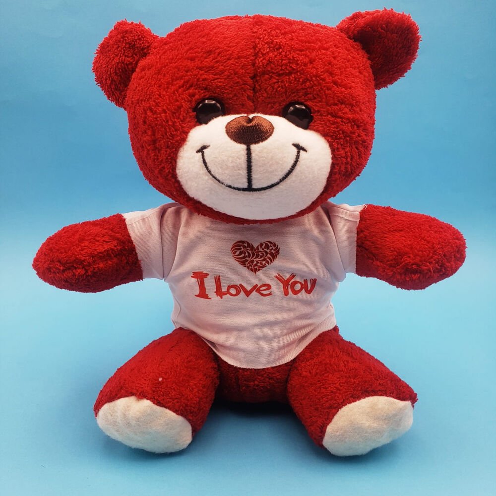 Kırmızı I Love You Tişörtlü Peluş Ayıcık