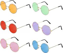 Renkli Lennon Retro İmaj Gözlükleri 6 Adet