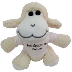 Seni Seviyorum Kuzum Tişörtlü Peluş Kuzu Oyuncak