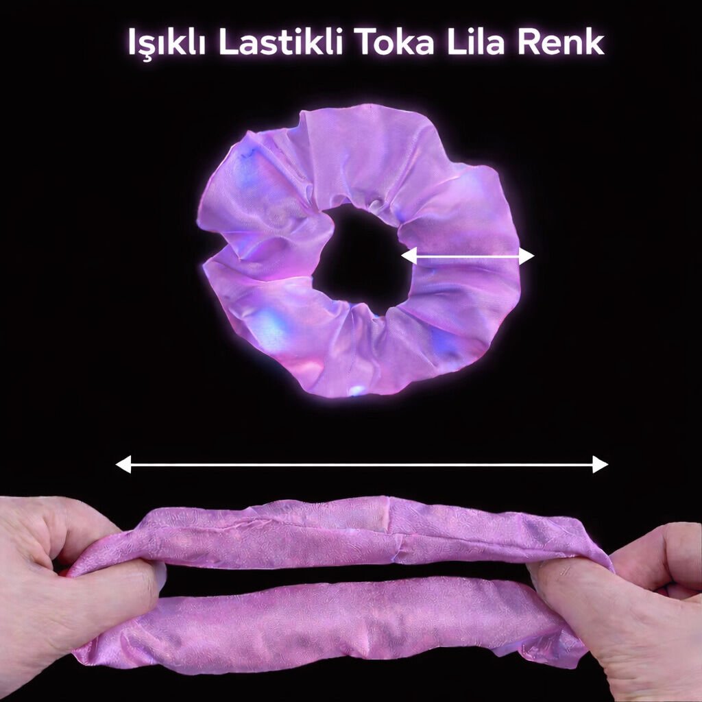 Lila Renk LED Işıklı Lastikli Saç Tokası - 3 Modlu