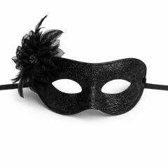 Siyah Simli Tüylü Balo Maskesi