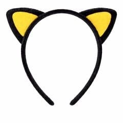 Peluş Kedi Kulaklı Taç Sarı Siyah