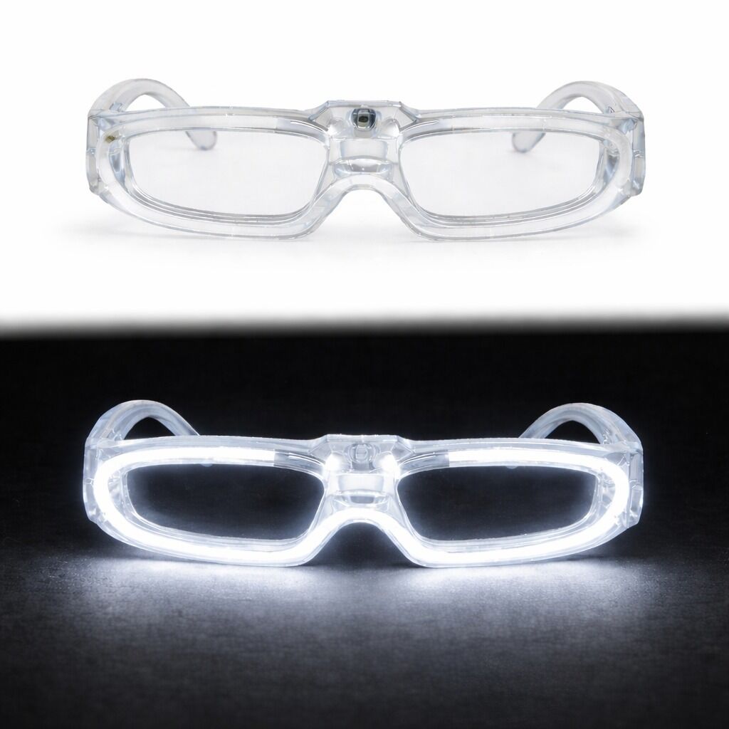 Beyaz LED Işıklı Parti Gözlüğü - 3 Modlu