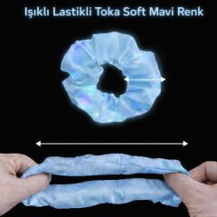 Soft Mavi Renk LED Işıklı Lastikli Saç Tokası - 3 Modlu