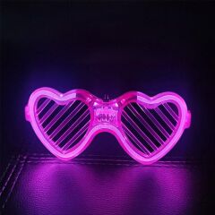 Pembe LED Işıklı Kalp Gözlük – 3 Modlu