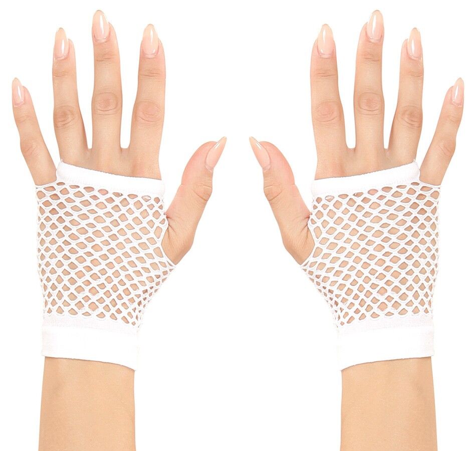 Beyaz Renk Kısa Boy Fileli Örgü Eldiven