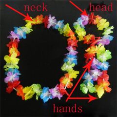 Rengarenk Hawaii Kolye Taç Bileklik Seti - 4 Parça