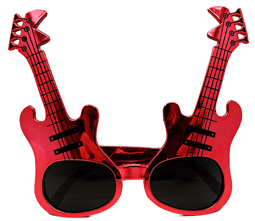 Kırmızı Renk Gitar Şekilli Parti Gözlüğü