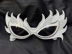 Taşlı Beyaz Alev Parti Gözlüğü