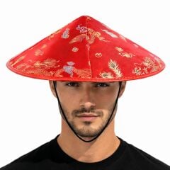 Kırmızı Saten Dragon İşlemeli Şapka – Lastikli