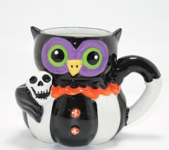 Kurukafa Tutan Baykuş Figürlü Seramik Kupa Bardak