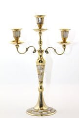 Pirinç Sedefli 3'lü Şamdan Model 1