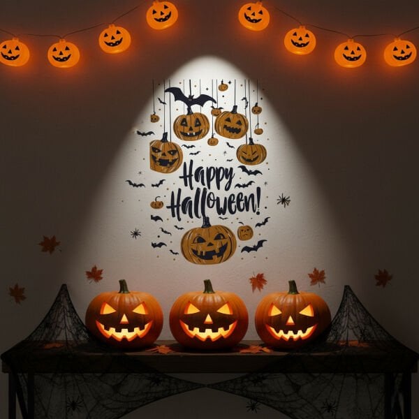 Halloween Temalı Balkabaklı Duvar Sticker Seti