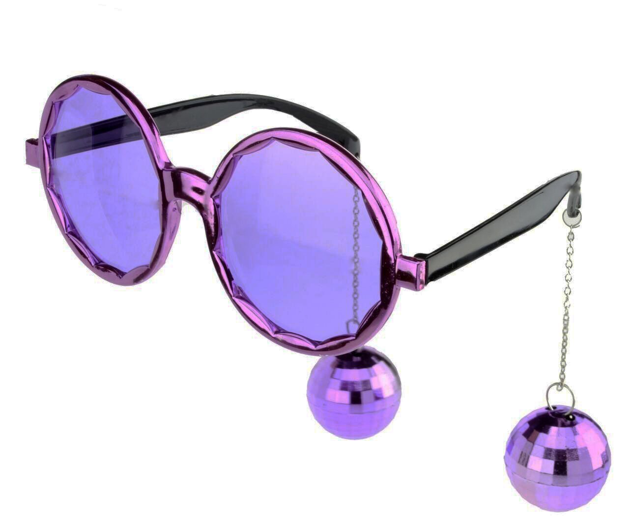Mor Disko Topu Küpeli Parti Gözlüğü 15x16 cm