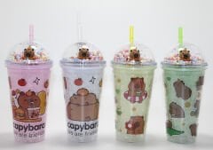 Sevimli Kapibara Pipetli Boncuklu Termos & Suluk