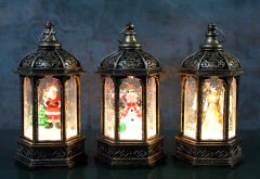 Yılbaşı Temalı Işıklı Kar Küresi Siyah Tasarım