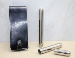 Deri Kılıflı İkili Paslanmaz Çelik Puro Tüpü