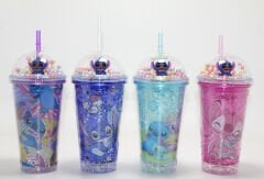 Sevimli Stitch Işıklı Pipetli Pullu Suluk Bardak 400 ml