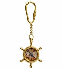 Pirinç Dümen İçinde Pusula Tasarım Anahtarlık