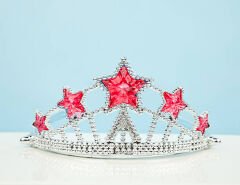 Kırmızı Yıldız Taşlı Plastik Elsa Tacı Çocuk Boy