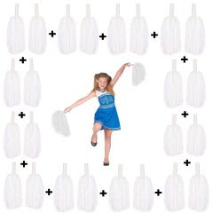 12 Çift Beyaz Gösteri Ponponu (24 Adet)