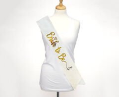 Altın Bride To Be Yazılı Beyaz Kuşak