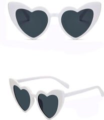 Beyaz Renk Kalp Şekilli Parti Gözlüğü