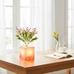 Pembe Saksılı LED Yapay Çiçek