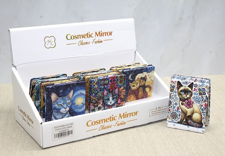 Kedi Taşlı El Aynası Dikdörtgen İnce