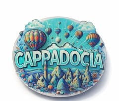 Kapadokya Temalı Ahşap Buzdolabı Magneti Model 6