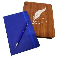 Ahşap Kutulu Defter ve Kalem Seti