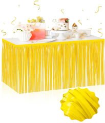Kendinden Yapışkanlı Makaron Sarı Püsküllü Masa Eteği