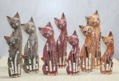 Ahşap 3'lü Kedi Seti 30 Cm Model 2