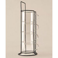 Standlı Borosilikat 4'lü Fincan Seti