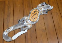 Ahşap Duvara Asmalı Kertenkele Figürü