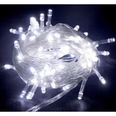 10m 100 Led Boncuk Lamba Beyaz Işık Şeffaf Kablo